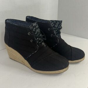 Toms Black Ankle Booties with Wedge Heel